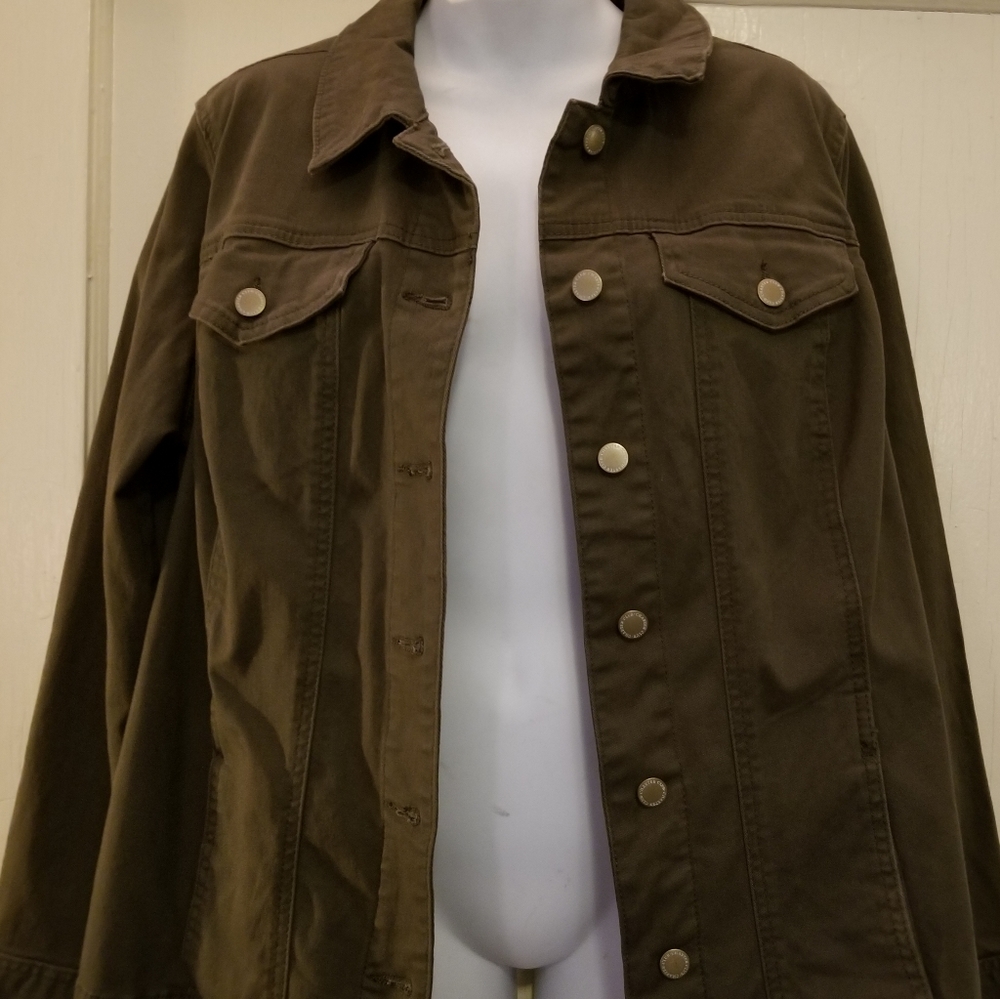 Charter Club Olive Green Jean Jacket